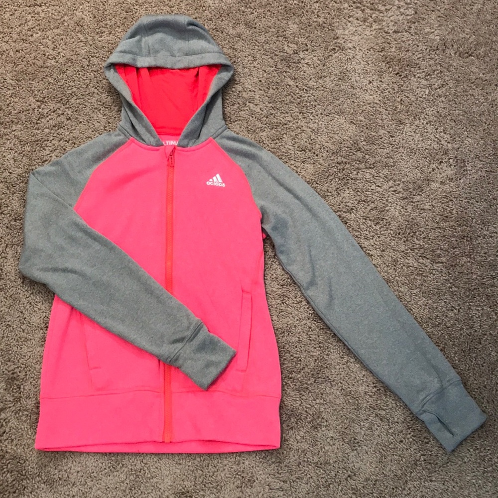 ADIDAS Pink and Grey Ultimate Hoodie